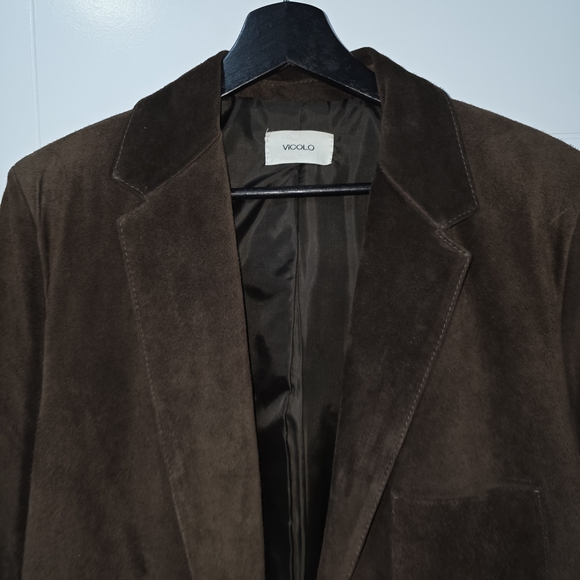 Suede Blazer Jacket - Dark Brown. Italy Couture. Natural Leather - Picture 2 of 6